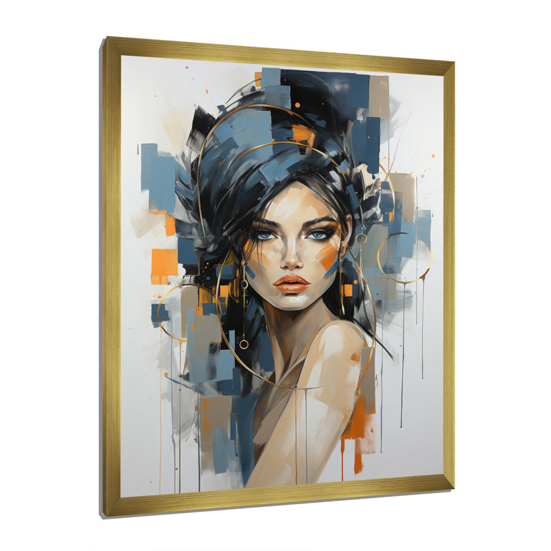 Valentino Fashion Portrait II - Décoration murale tendance, H 44 po x l 34 po x P 1,5 po, Cadre doré à une seule photo