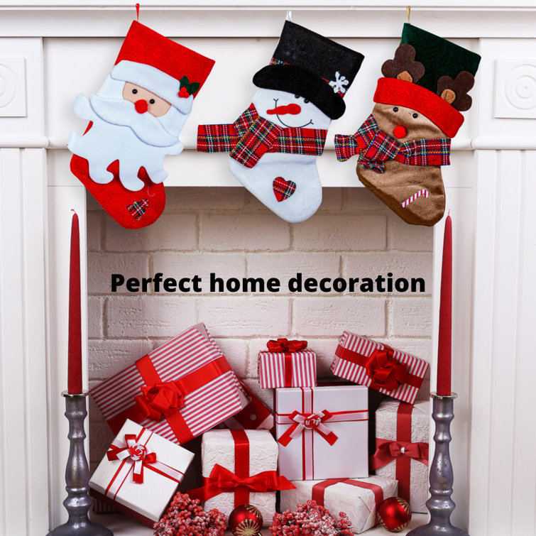 Anroll 3 Pack Christmas Stockings 18 inches Large Stockings for Home  Decorations : : Home