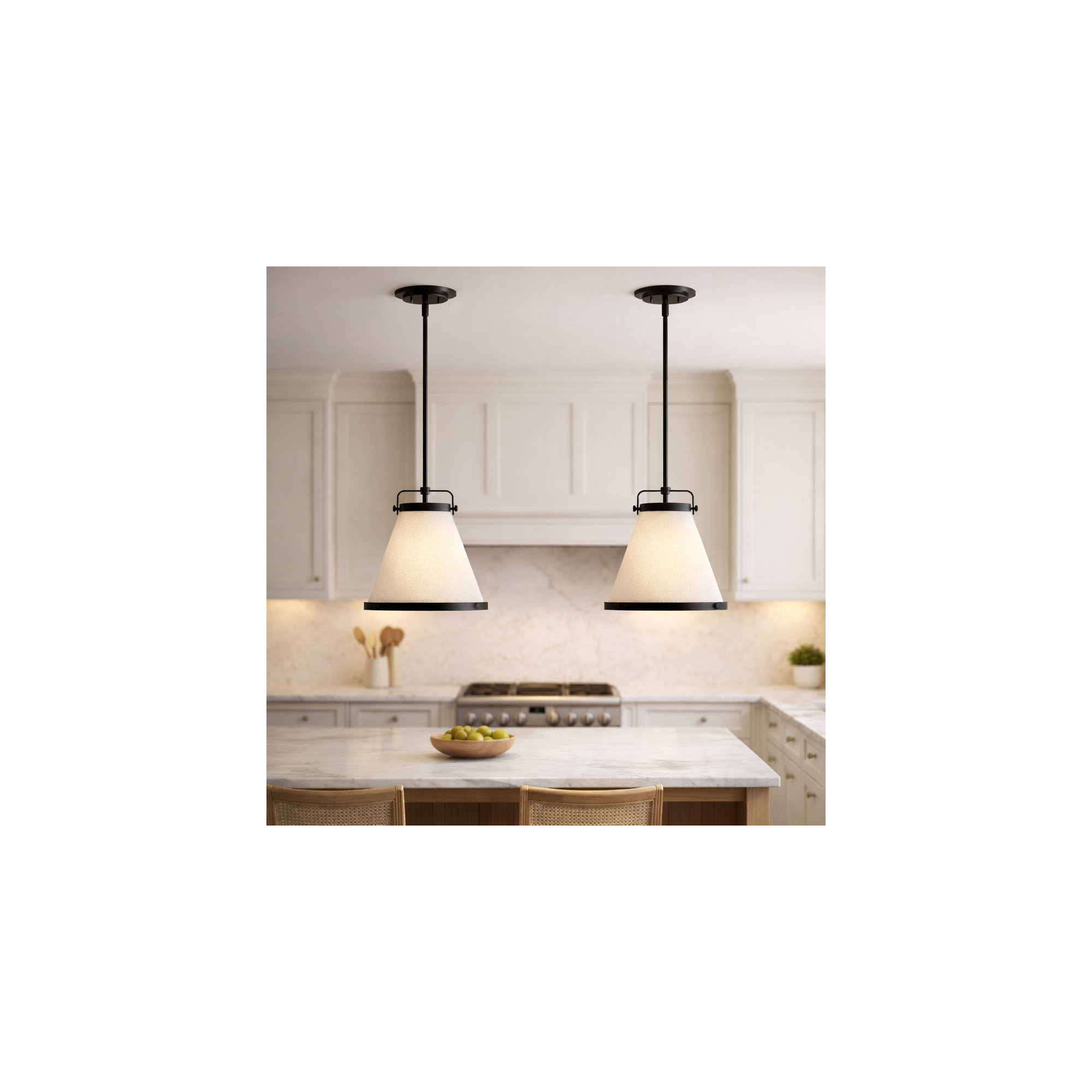 Coco Single Light Cotton / Cotton Blend Dimmable Pendant, Black, 14.75" H x 13.5" W x 13.5" D