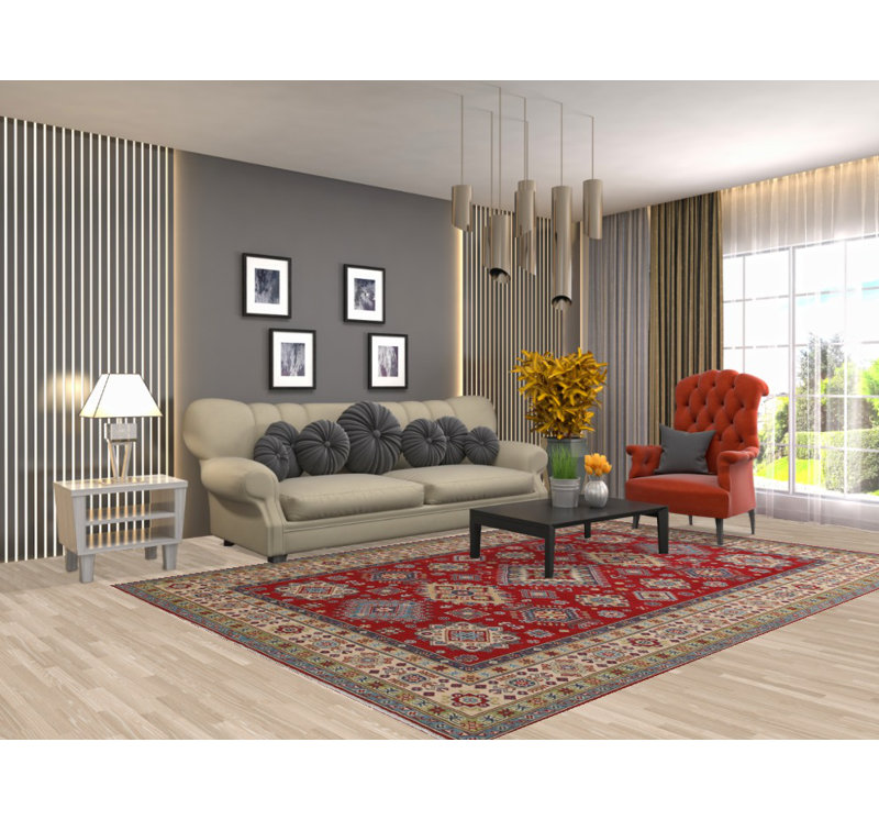 Red Kazak Oriental Area Rug