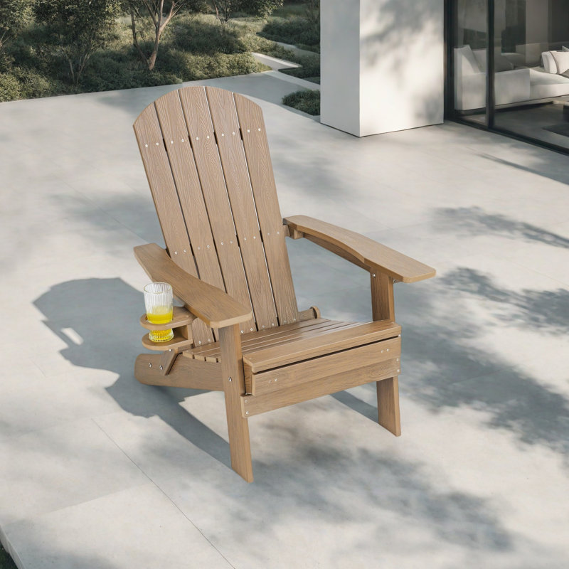 Folding Adirondack Chair With Hideaway Footrest And Cup Holder