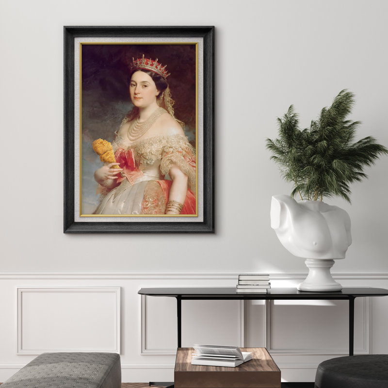 «Queen with Crown And Dress» sur toile, H 36 po x l 26 po, Cadre noir de qualité supérieure