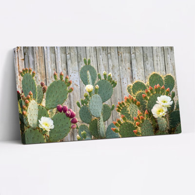 Ensemble de 1 tableau sur toile avec fleurs de cactus