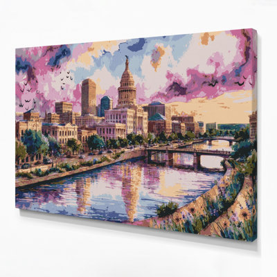 Art mural sur toile beige avec cités de villes Austin