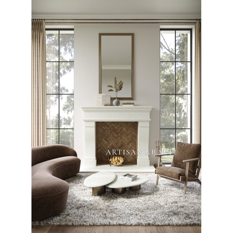 Nova French Cast Stone Fireplace Surround, Tan, 60" H x 62" W x 10" D