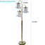 Lampe sur pied en métal de 63 po de hauteur, finition laiton, conception de lustre en cristal