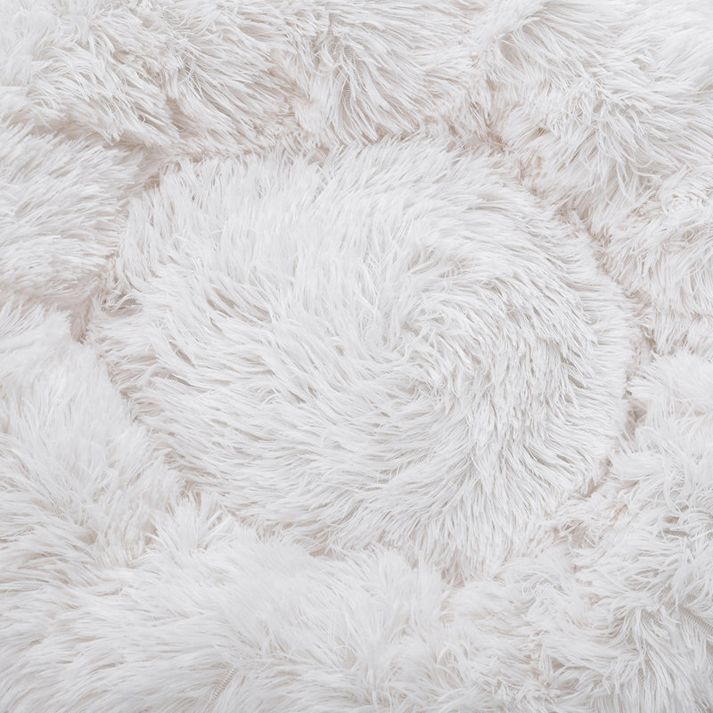 Almaguer Calming Round Donut Plush Dog Cuddler Bed, Small (50cm W x 50cm D), White