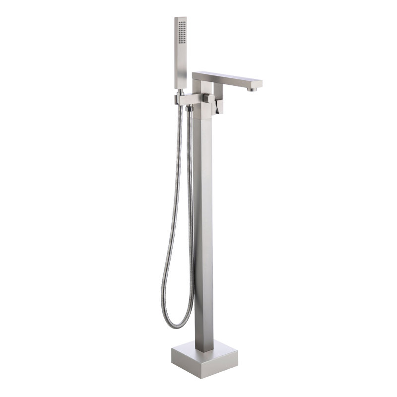 Floor Tub Filler with Diverter, Brushed Nickel