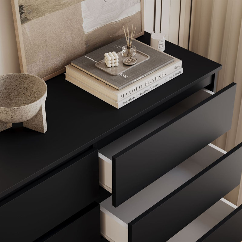 120 cm W Chest of 8 Drawers, Black