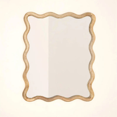 Miroir mural décoratif ondulé avec cadre en bois de manguier, 36 x 48 po