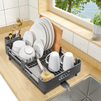 Dish Drying Rack, Expandable (13''-22.5'') Dish Racks for Kitchen