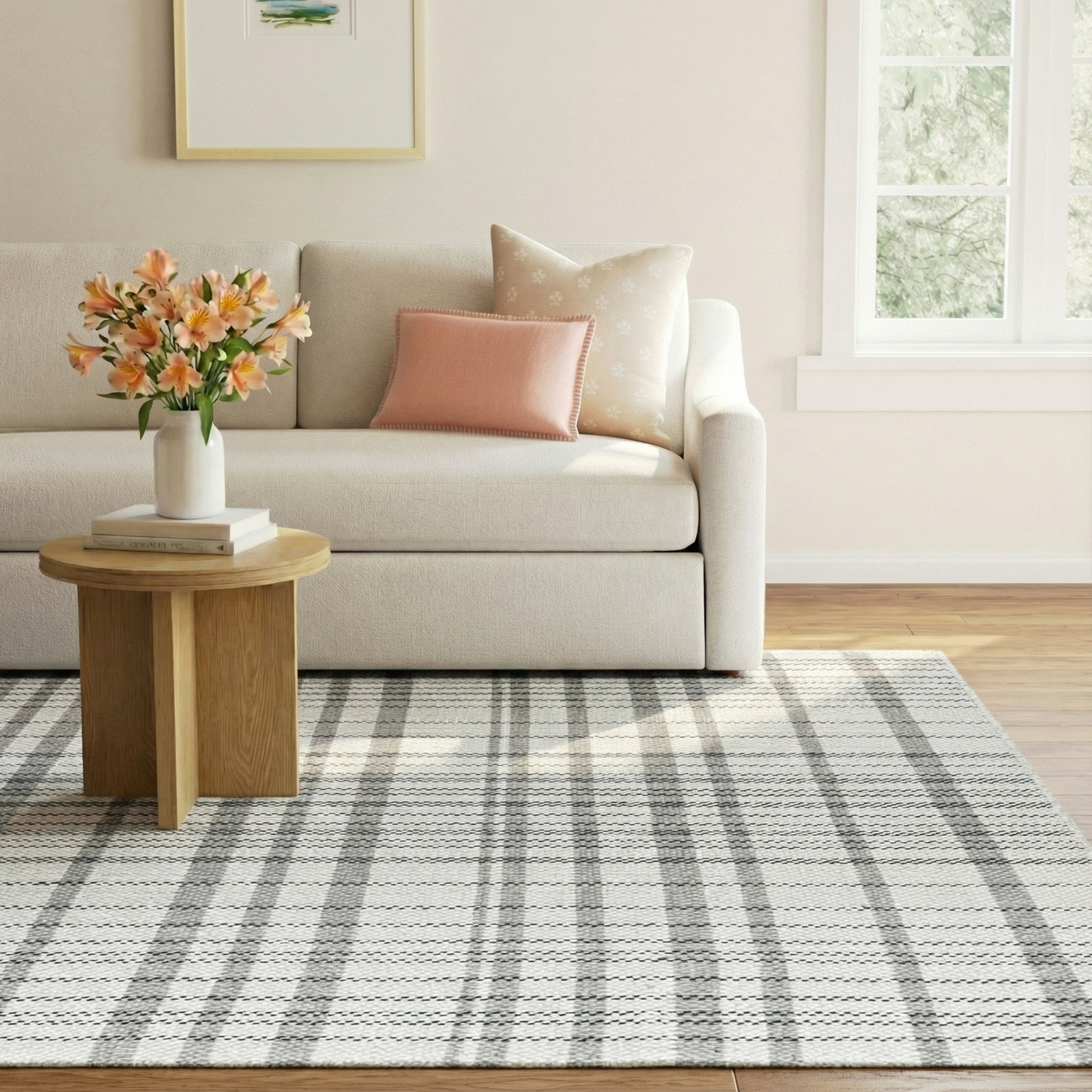 Lavande Hand-Woven Plaid Accent Rug, Rectangle 8' x 10'