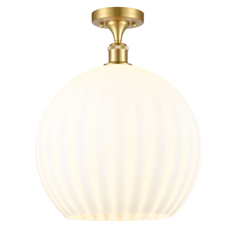 Plafonnier semi-encastré 1 lumière Ballston - Adriao, H 17,88 po x l 13,75 po x P 13,75 po, Or satiné