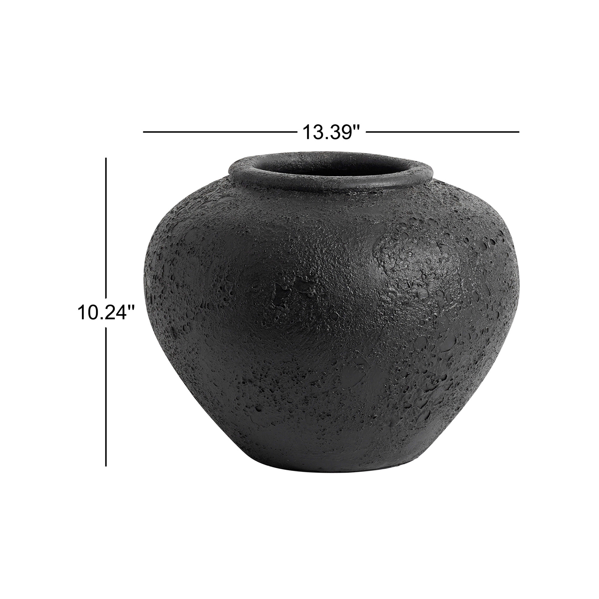 Carino Terracotta Floor Vase, Dark Gray, 10.24" H x 13.39" W x 13.39" D