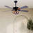 Black American Tiffany Style Colored Glass Ceiling Fan Light | Six-speed Inverter Remote Control