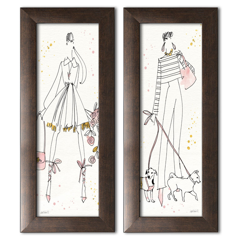 « mode les pieds vii & viii », ensemble de 2 reproductions de peintures à l’aquarelle, H 36 po x l 12 po x P 0,75 po