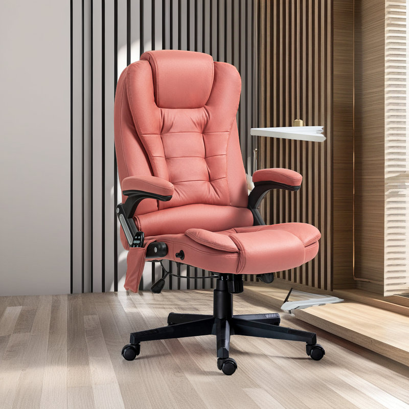 Fauteuil de bureau de massage Executive - Vibration 6 points et chaleur lombaire - Inclinaison 125 ° - Hauteur réglable - Revêtement en microfibre