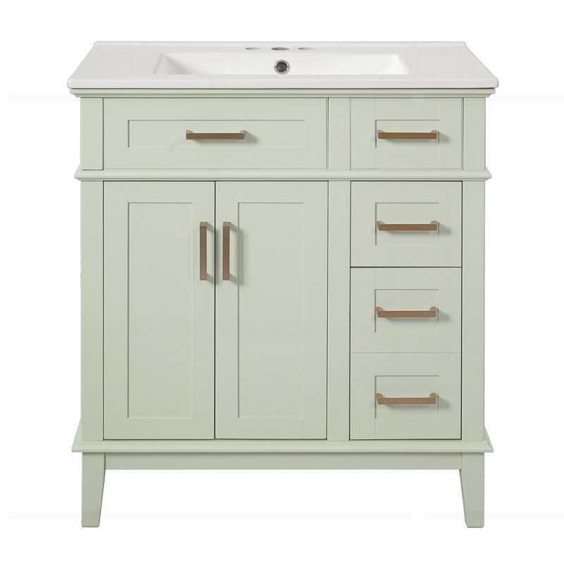 Meuble-lavabo 30 po avec lavabo en céramique, Vert