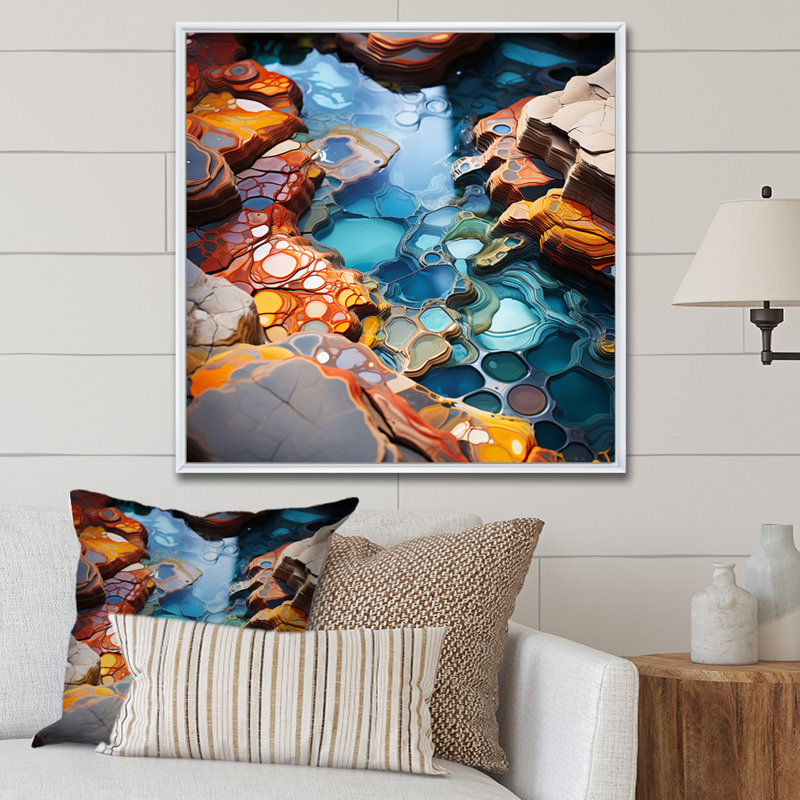 «Intertwine Water Fusion - Lakes & Rivers», reproduction d'art sur toile, Cadre flottant blanc, H 30 po x l 30 po x P 1 po