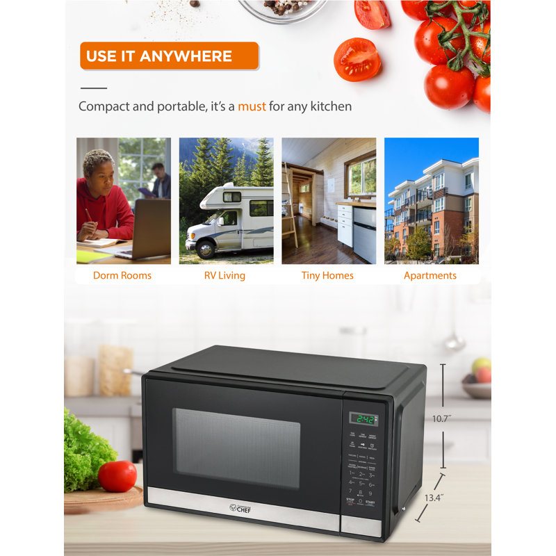 Commercial Chef 0.9 Cubic Feet 900 Watt Countertop Microwave