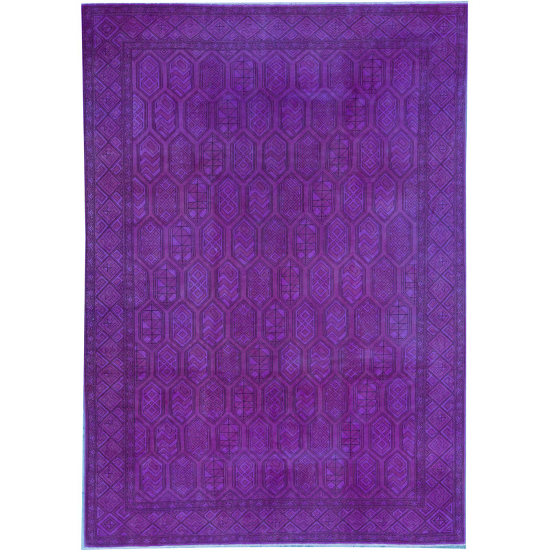Wool Geometric Area Rug in Purple
