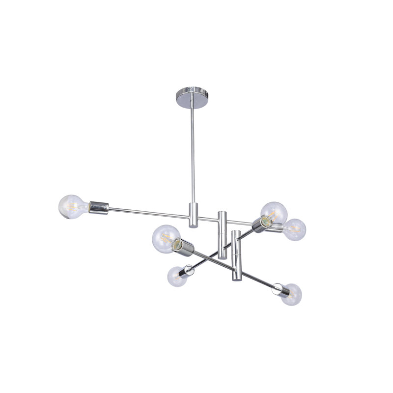 Fowey 6 Light Gold Sputnik Chandelier, Chrome
