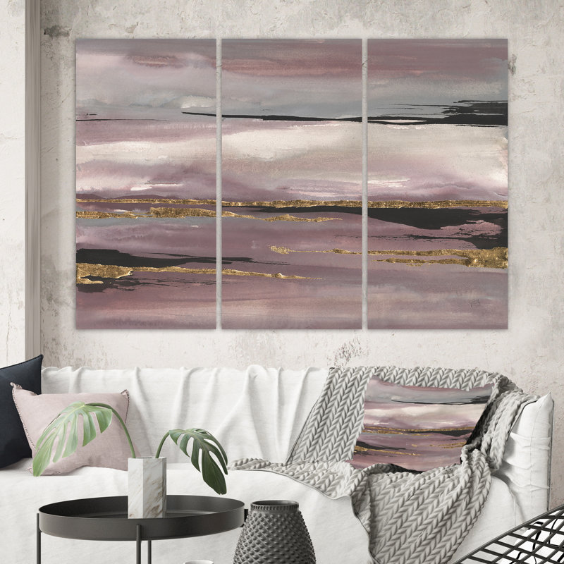 « purple glam storm iii » shabby élégance, peinture sur toile, H 32 po x l 48 po x P 1 po