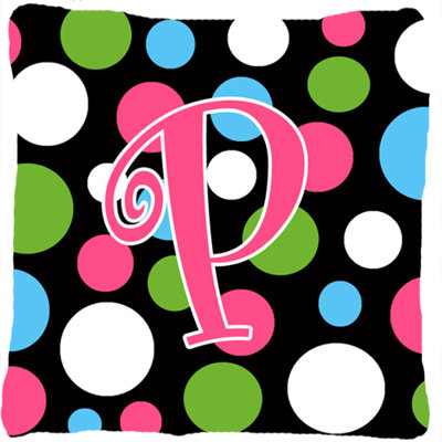Monogramme Initial Polkadots intérieur/extérieur Throw Pillow