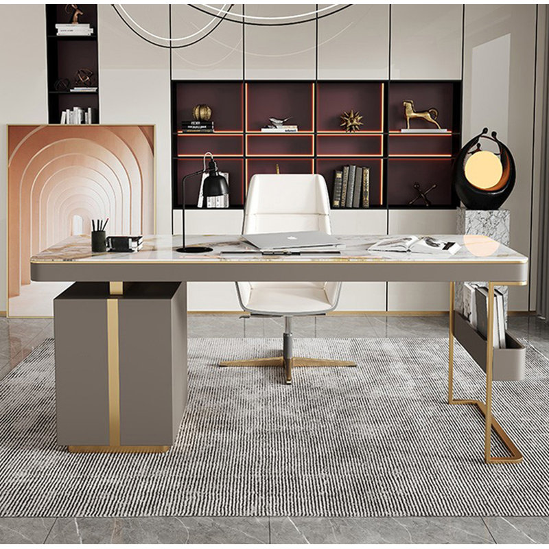 Bureau de table en pierre frittée Light Luxury, H 29,5 po x l 55,1 po x P 27,6 po
