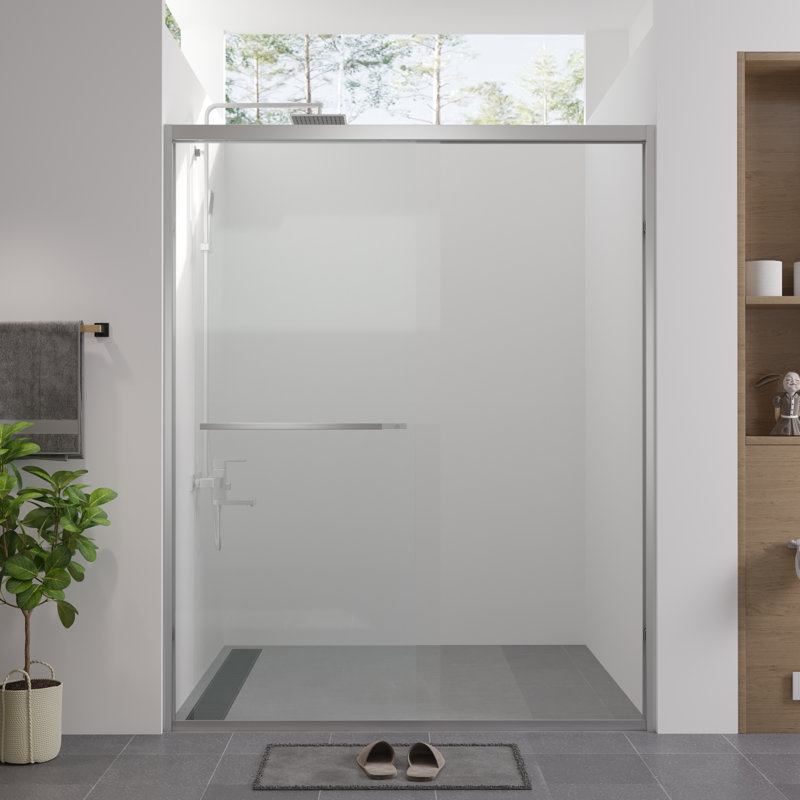 - Finished 56 60"x74" Double Sliding Shower Enclosure With Chamfer Edged Tempered Glass, Safe And Waterproof Design For Bathroom Hardware Door 1/4" (6mm) Rust
