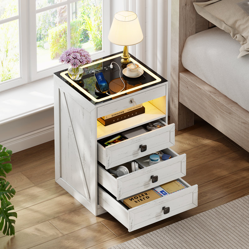 50cm W Bedside Table, White
