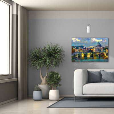 «Basilique Saint-Pierre et pont par jour» par Peter Gavidia, Art mural sur toile