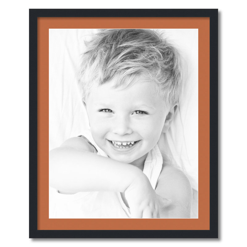 Wood Matte Picture Frame with Mat, Red Orange