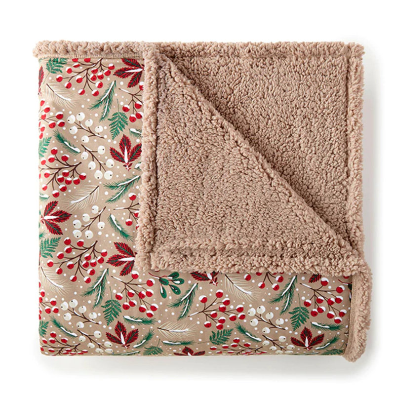Couverture en sherpa Micro Flannel MD, Double / grand (l 90 po x L 90 po), Winterberries