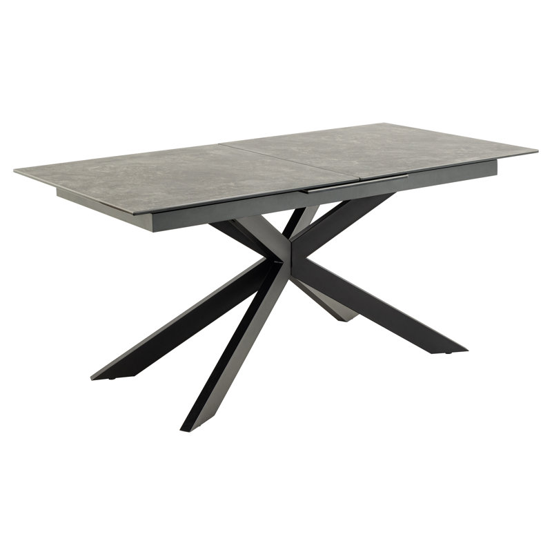 Fiona Extendable Metal Base Dining Table, 76 x 210cm, Gray