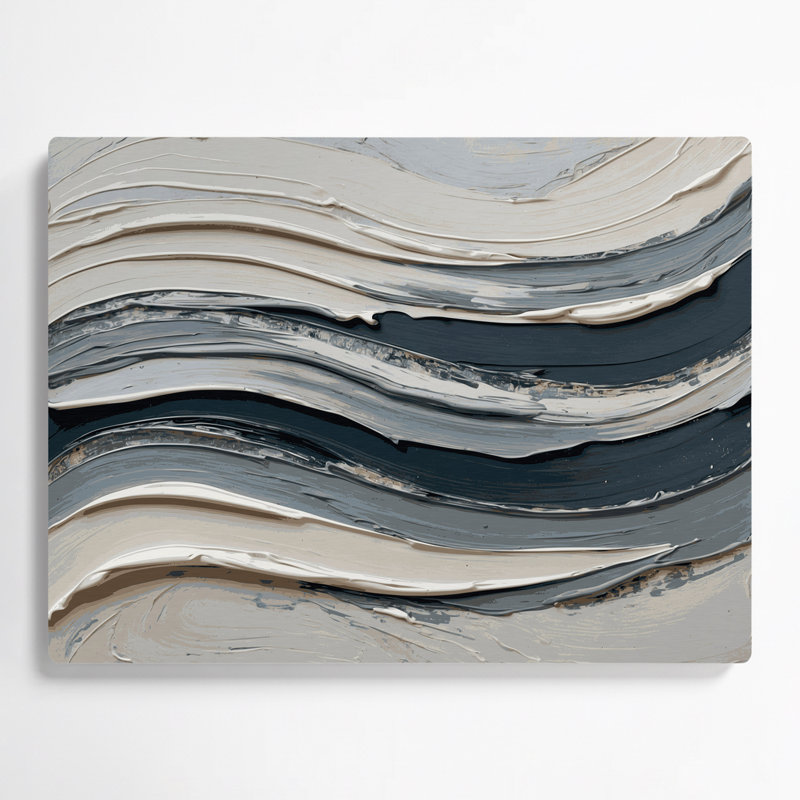 Art mural horizontal horizontal rayé gris ardoise ivoire, H 11 po x l 14 po