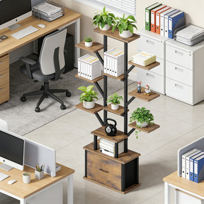 Support à plante d'intérieur avec lumières de culture - étagère à plantes en métal à 12 niveaux avec tiroir, grand support à plantes de 65 pouces pouvant accueillir plus de 16 pots pour le salon, le patio, la chambre à coucher