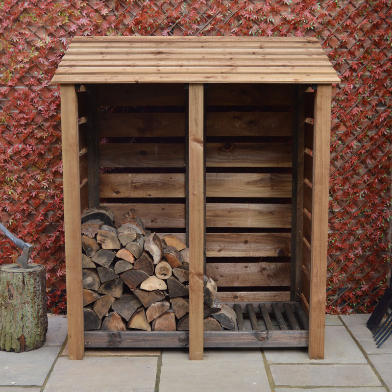 150cm W x 80cm D Solid Wood Log Store, Rustic Brown
