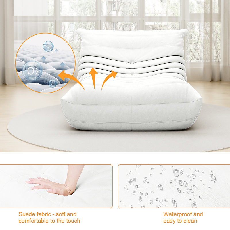 Méridienne à billes 32 po Monett, Microfibre blanche