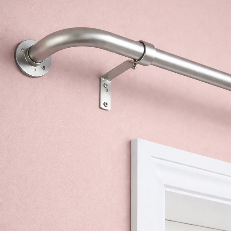 Blackout Curtain Pole Set - Extendable Adjustable Metal Rod with Finials, Rings & Hooks for Heavy Curtains, Chrome