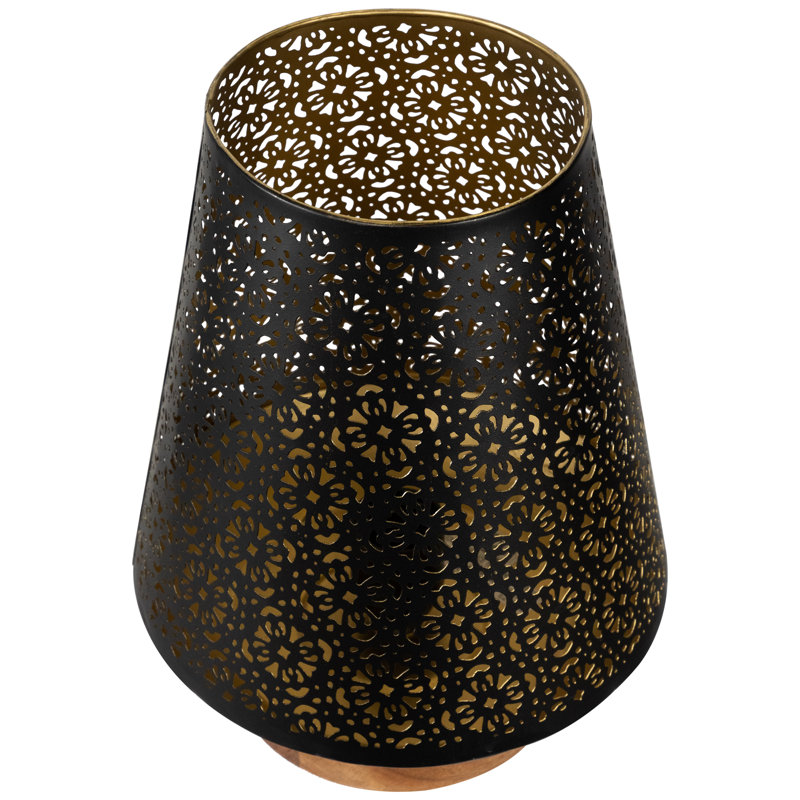 Floral Laser-Cut Table Iron Lamp With Base - 10.75" - Black