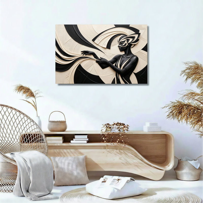 Ensemble de 1 tableau sur toile Art déco, H 18 po x l 24 po, Toile tendue