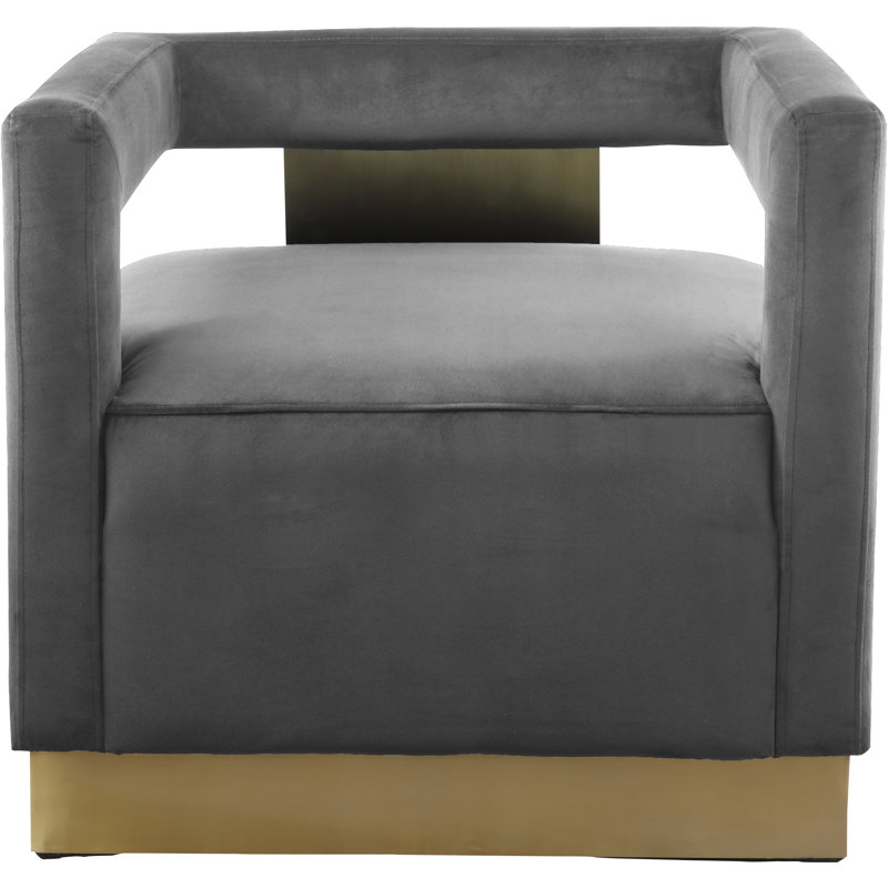 Fauteuil demi-tonneau en velours Jocoby, Velours gris