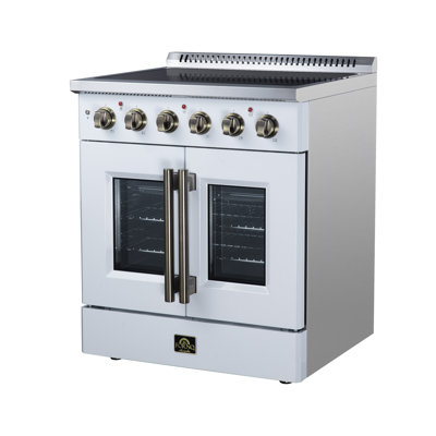 Galiano 30-inch French Door Electric Range White, 4 Elements, 4.32 cu.ft. with Air Fryer