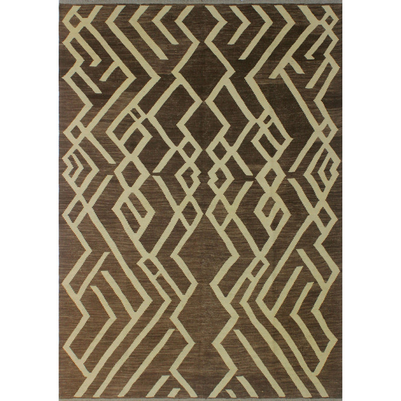 One-of-a-Kind Reta Handwoven Wool Brown Area Rug