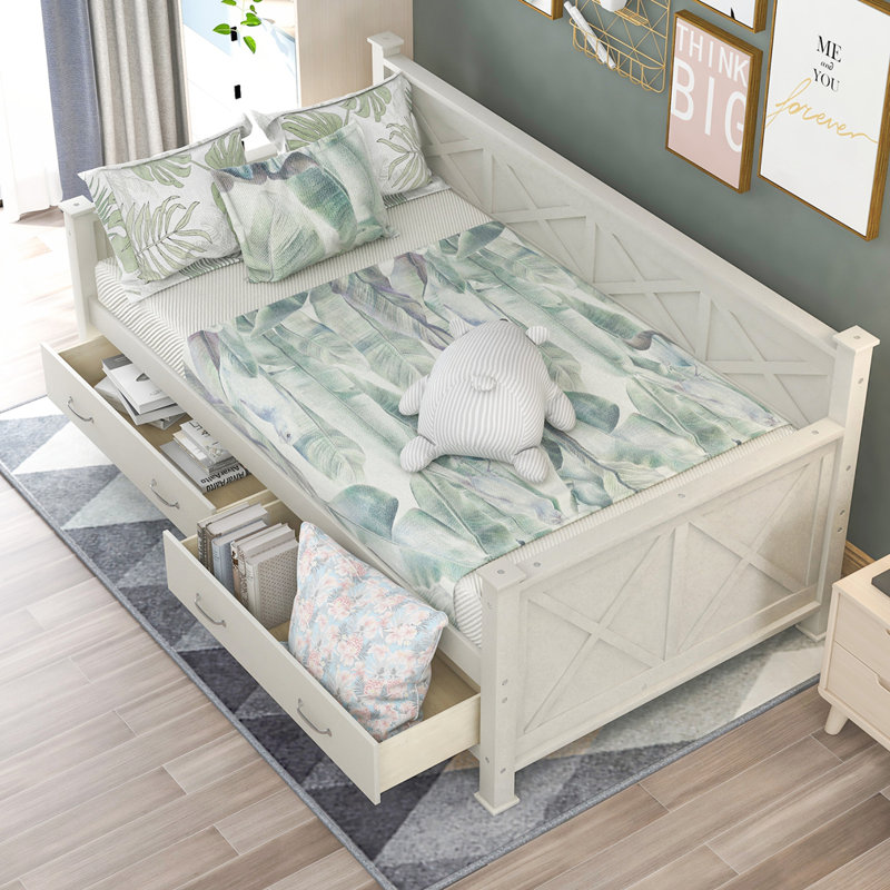 Twin  Size Wooden Daybed, Cream White