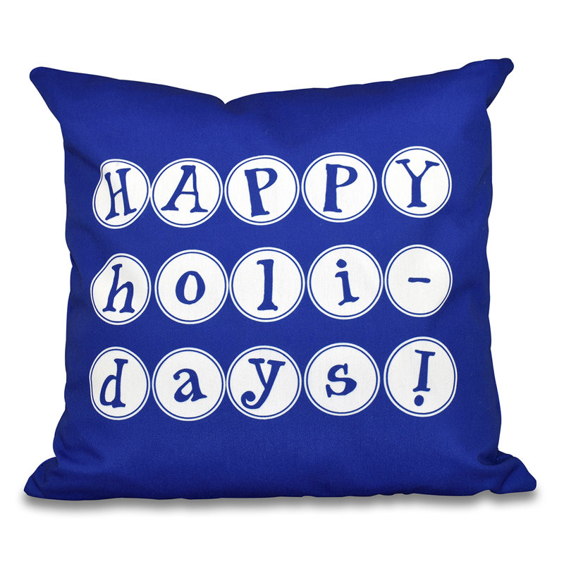 Housse carrée pour coussins de fêtes joyeuses, H 26 po x l 26 po, Bleu