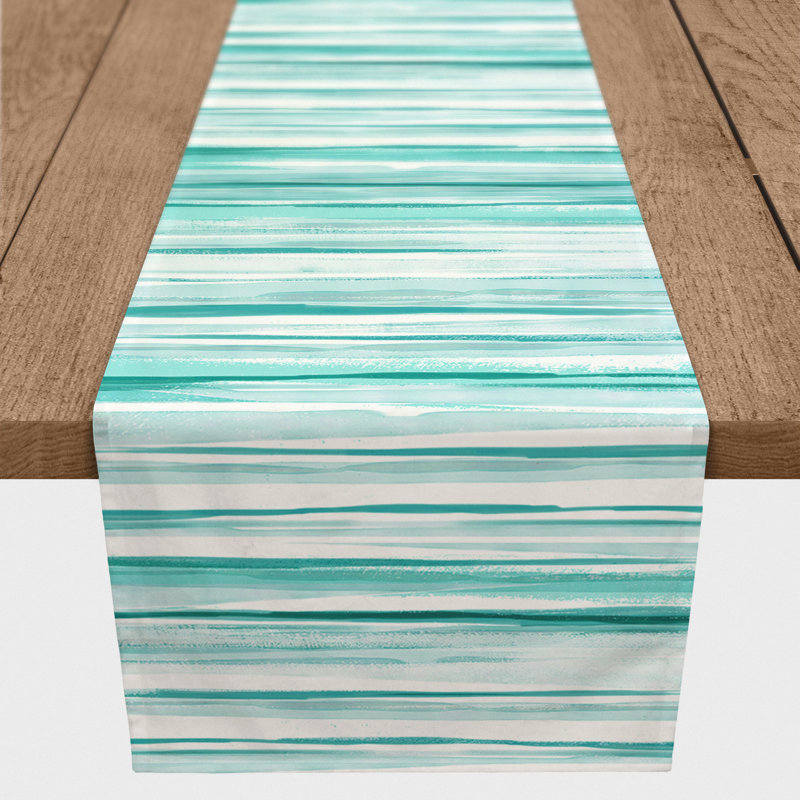 Chemin de table à rayures Neville, L 72 po x l 16 po, Bleu sarcelle, Striped 2