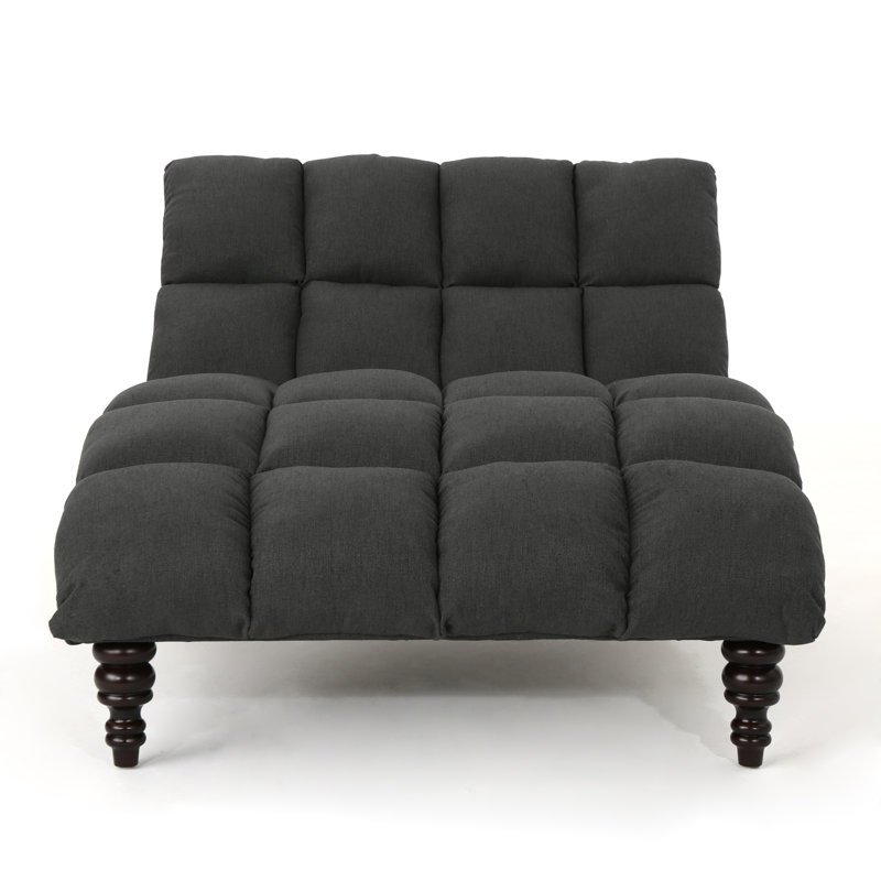 Chaise longue sans accoudoirs capitonnée Wynkoop, Gris foncé