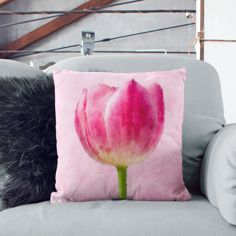 Perfectly Tulip Flower Cushion with Filling, White, 40cm H x 40cm W x 15cm D